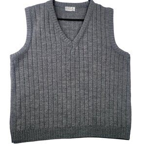 Area Vintage Mens Sweater Vest Large Ribbed Knit Sleeveless Classic Design USA
